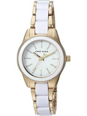 Anne Klein Women's Gold White Analog Japanese Quartz Resin Bracelet Luxury Watch
